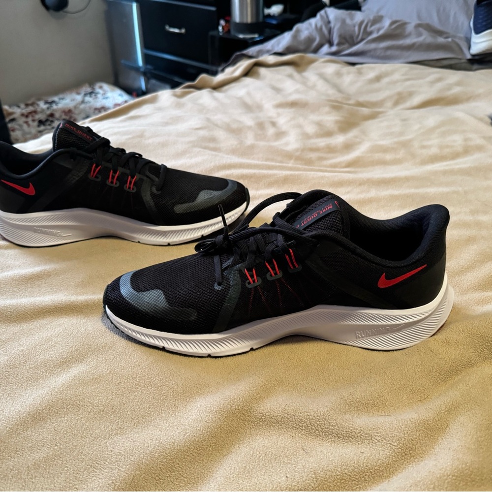 New Nike Black Shoes with Red Trim, Size 11.
